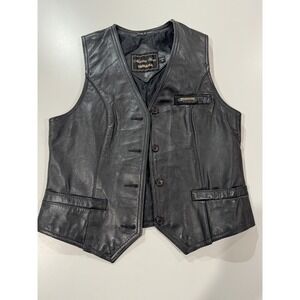 Maxim Wear Yamaha Women's Black Leather Vest Ladies Size S Motorcycle Biker
